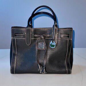 Dooney & Bourke East/West Satchel Shoulder Bag Black Pebbled Leather Vintage EUC